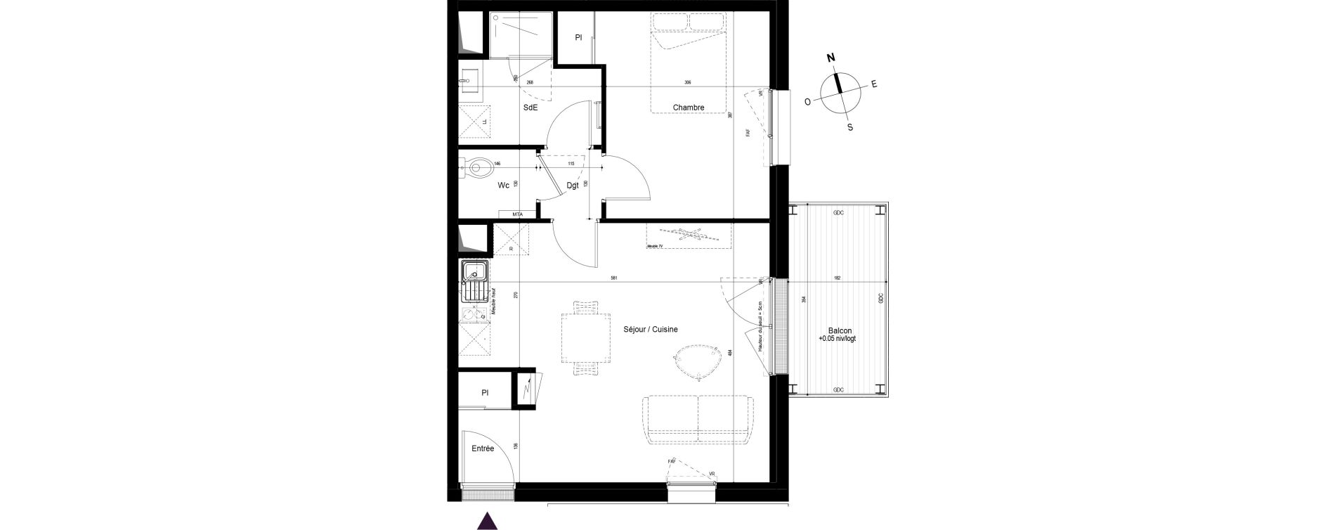 Appartement T2 de 48,65 m2 &agrave; Saint-Malo Param&eacute;
