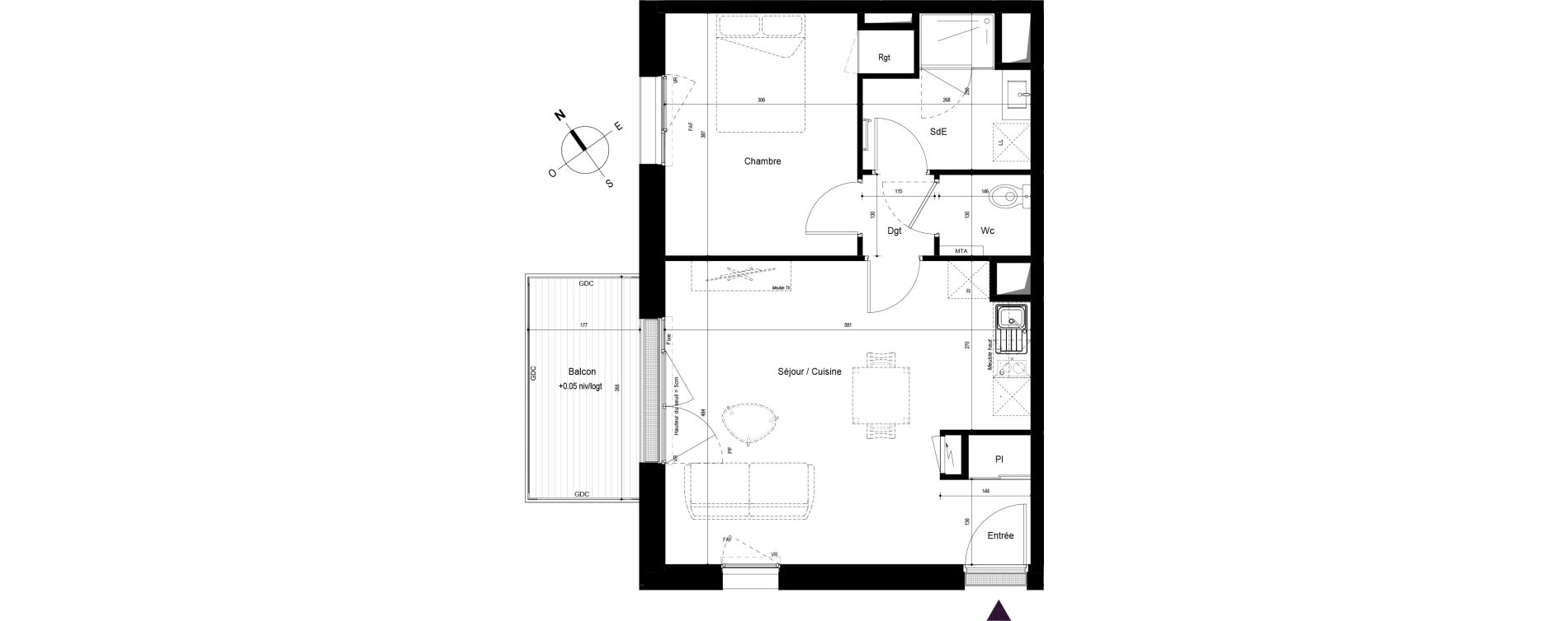 Appartement T2 de 48,41 m2 &agrave; Saint-Malo Param&eacute;