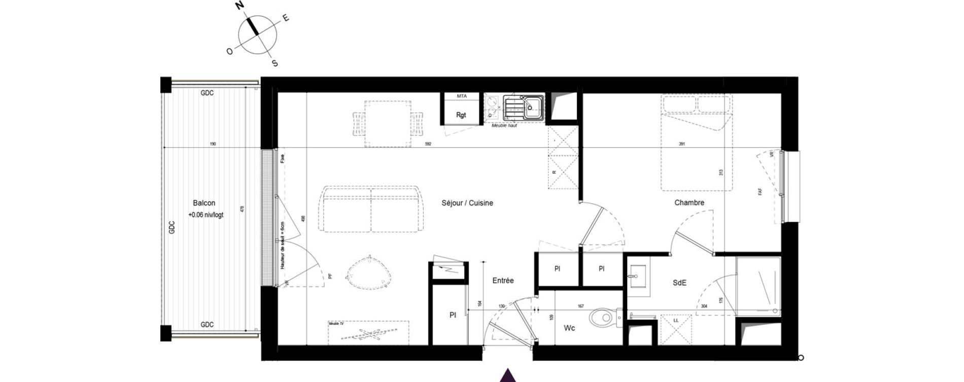 Appartement T2 de 46,63 m2 &agrave; Saint-Malo Param&eacute;