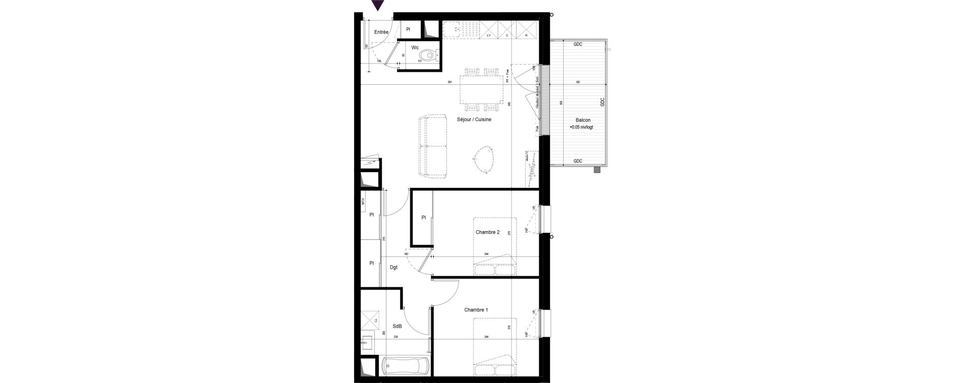 Appartement T3 de 64,08 m2 &agrave; Saint-Malo Param&eacute;