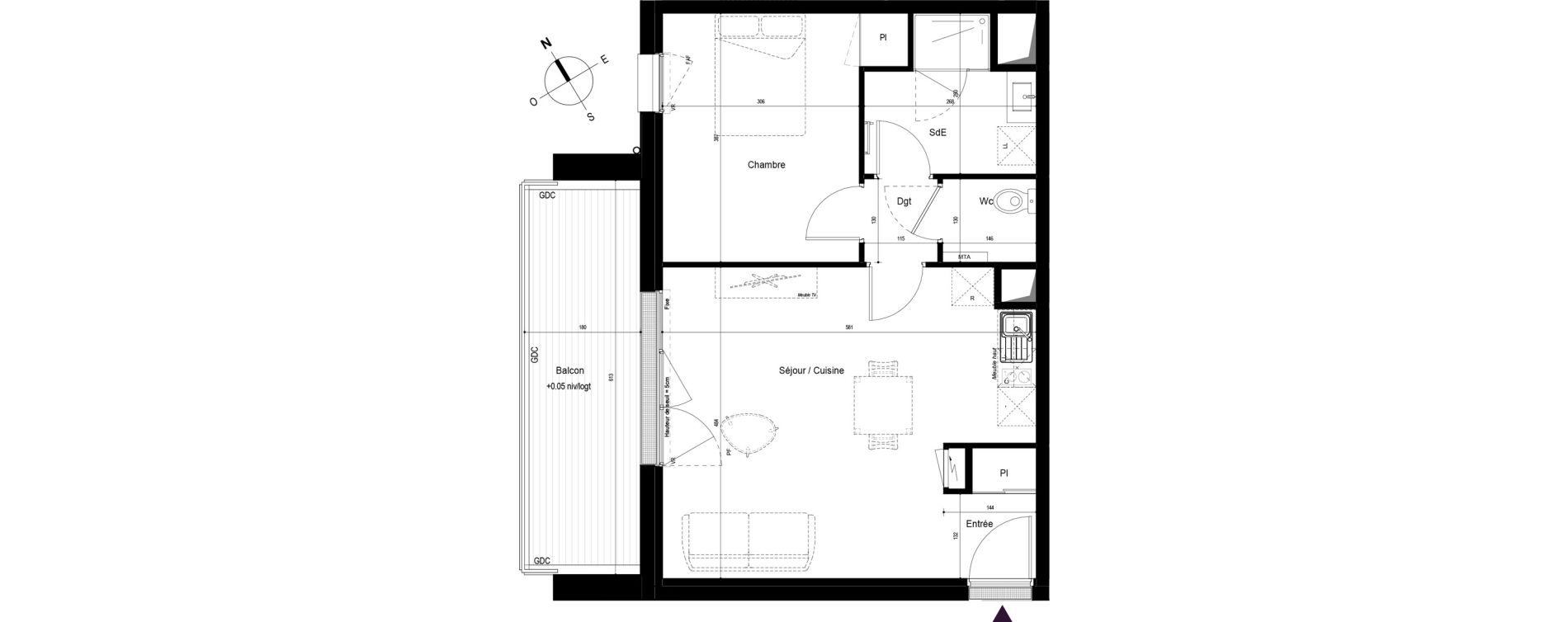Appartement T2 de 48,53 m2 &agrave; Saint-Malo Param&eacute;