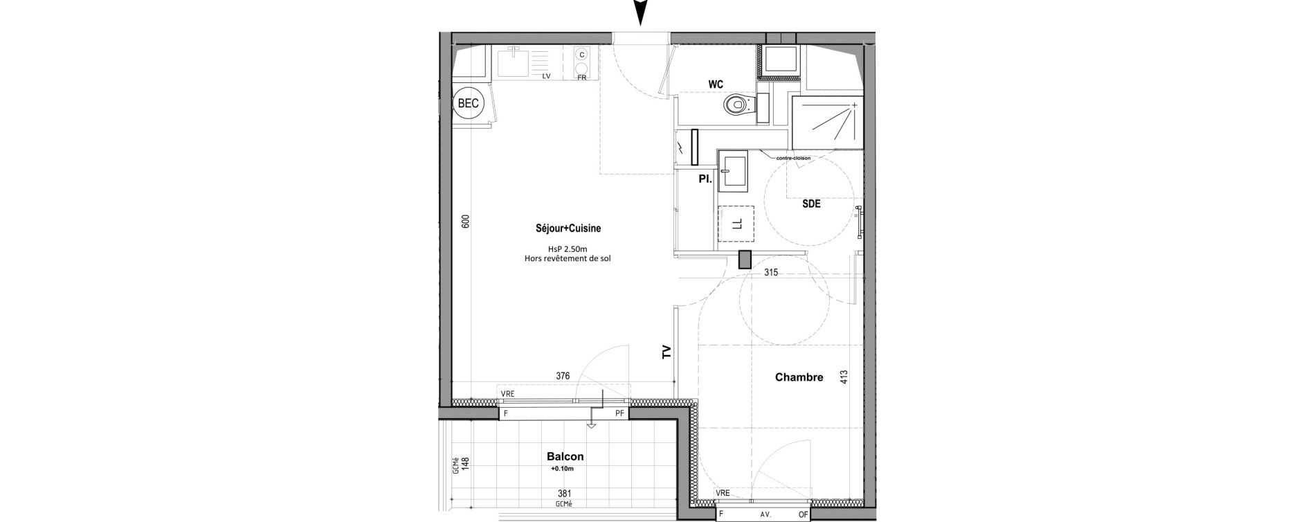 Appartement T2 de 42,49 m2 &agrave; Thorign&eacute;-Fouillard Centre