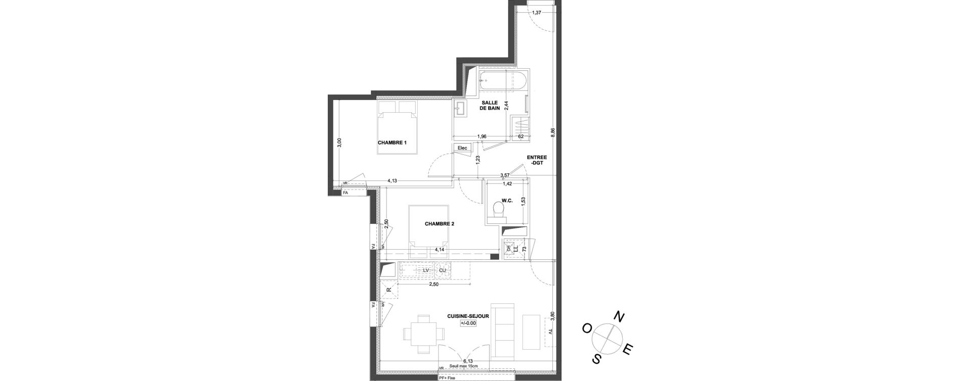 Appartement T3 de 65,46 m2 &agrave; Thorign&eacute;-Fouillard Centre
