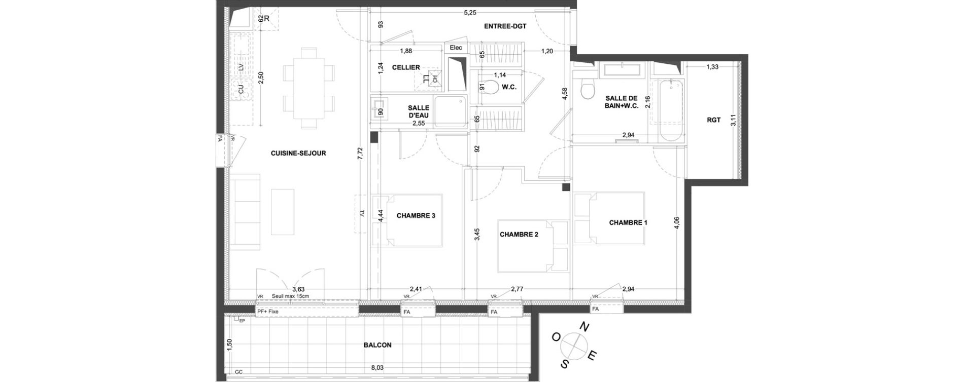Appartement T4 de 87,21 m2 &agrave; Thorign&eacute;-Fouillard Centre