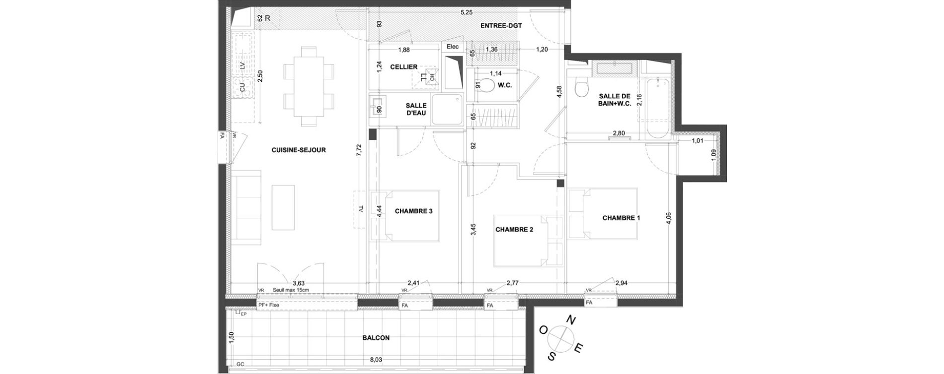 Appartement T4 de 83,87 m2 &agrave; Thorign&eacute;-Fouillard Centre