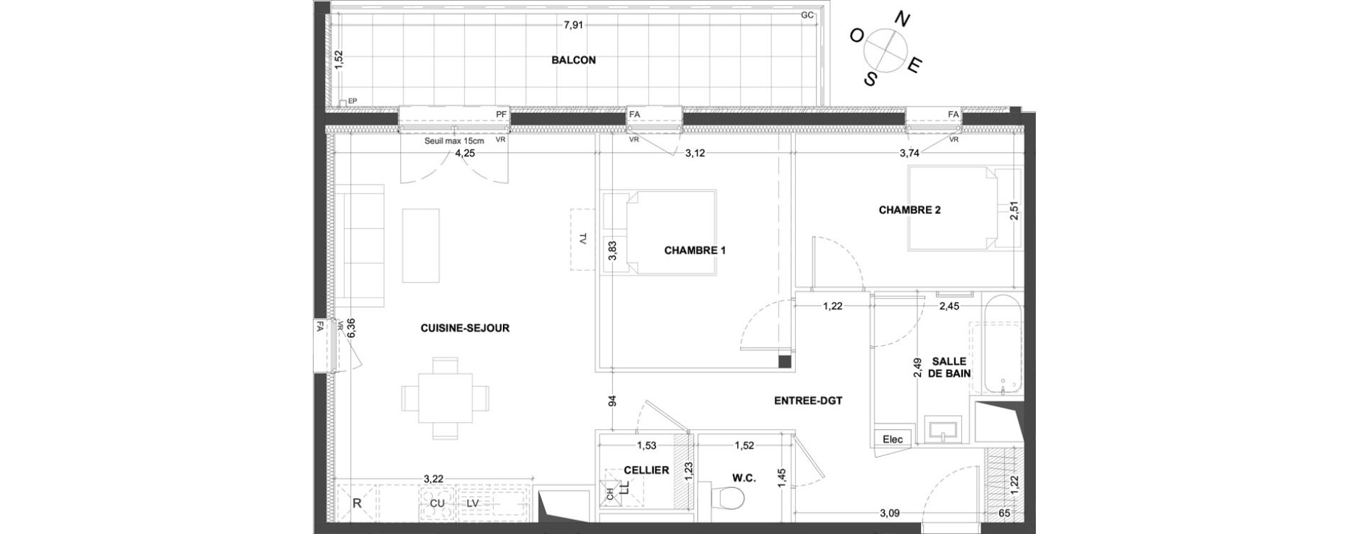 Appartement T3 de 67,52 m2 &agrave; Thorign&eacute;-Fouillard Centre