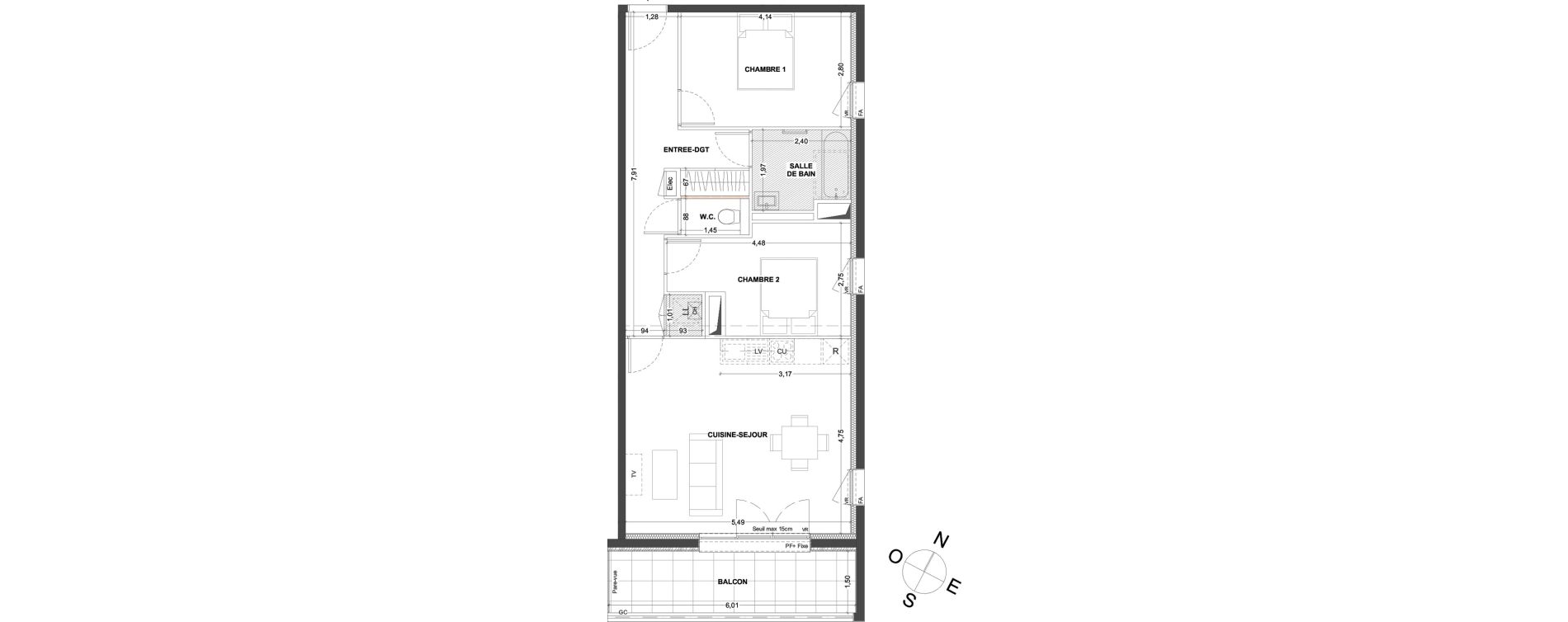 Appartement T3 de 66,21 m2 &agrave; Thorign&eacute;-Fouillard Centre