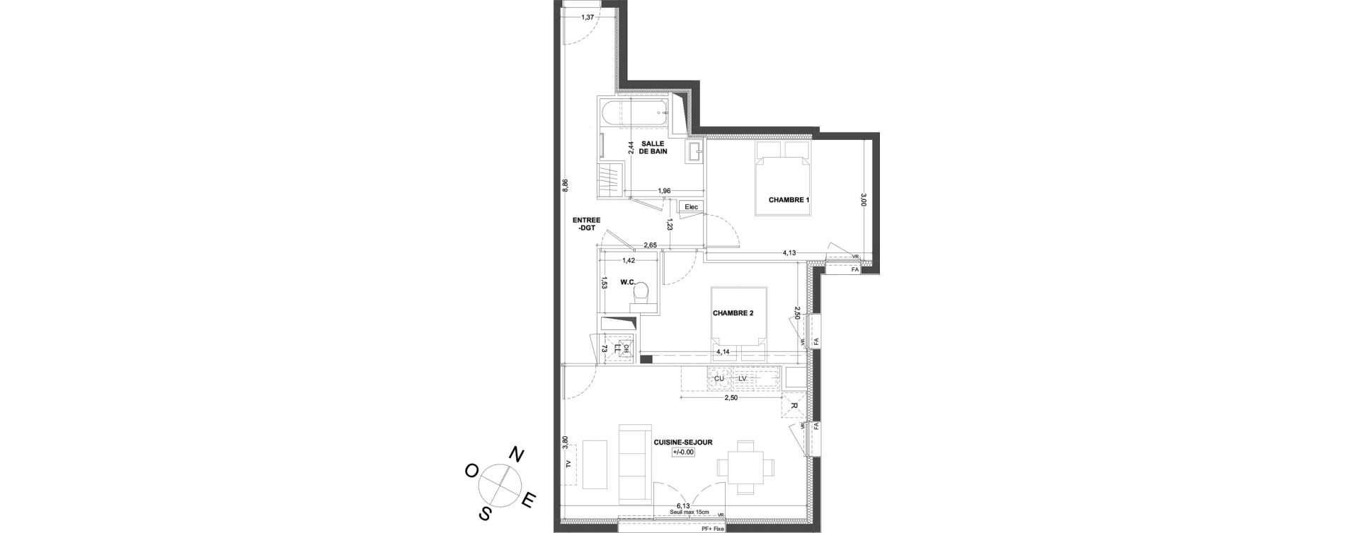 Appartement T3 de 65,46 m2 &agrave; Thorign&eacute;-Fouillard Centre