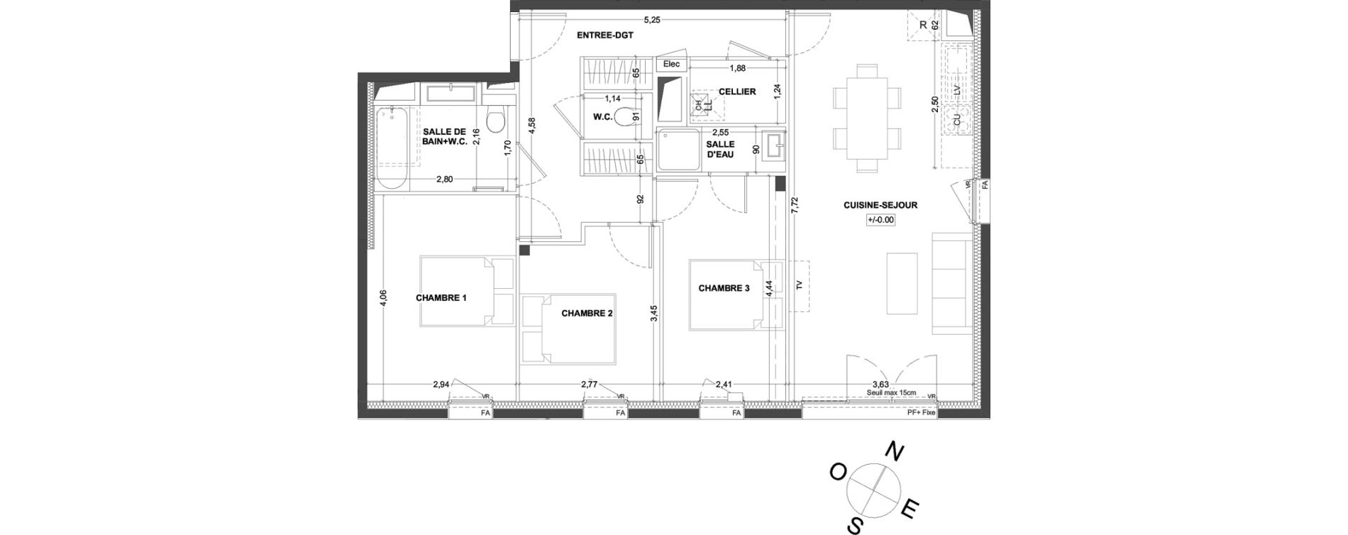 Appartement T4 de 82,62 m2 &agrave; Thorign&eacute;-Fouillard Centre