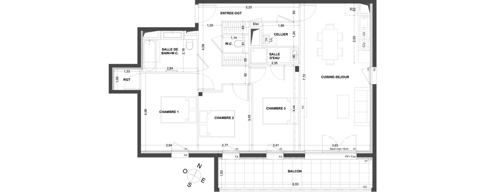 Appartement T4 de 84,29 m2 &agrave; Thorign&eacute;-Fouillard Centre