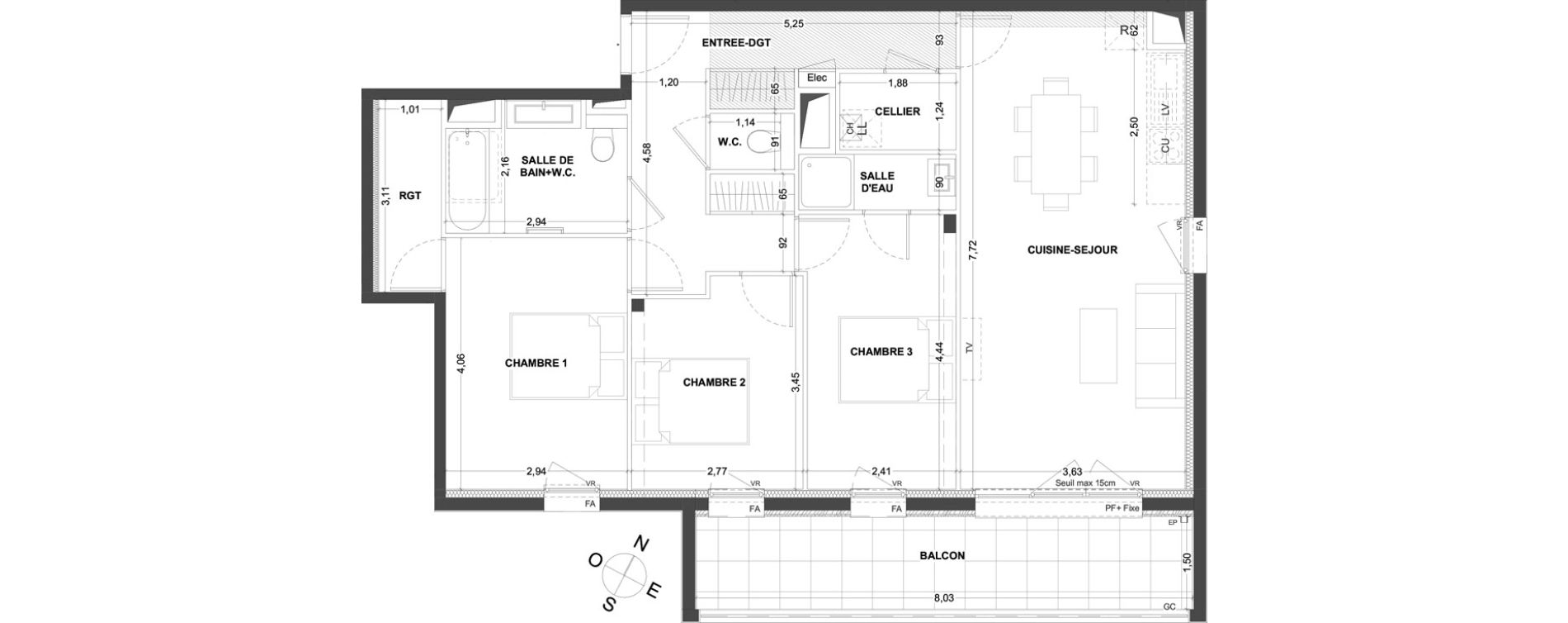 Appartement T4 de 86,21 m2 &agrave; Thorign&eacute;-Fouillard Centre