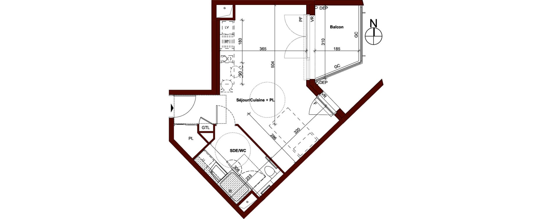 Appartement T1 de 34,12 m2 &agrave; Thorign&eacute;-Fouillard Centre
