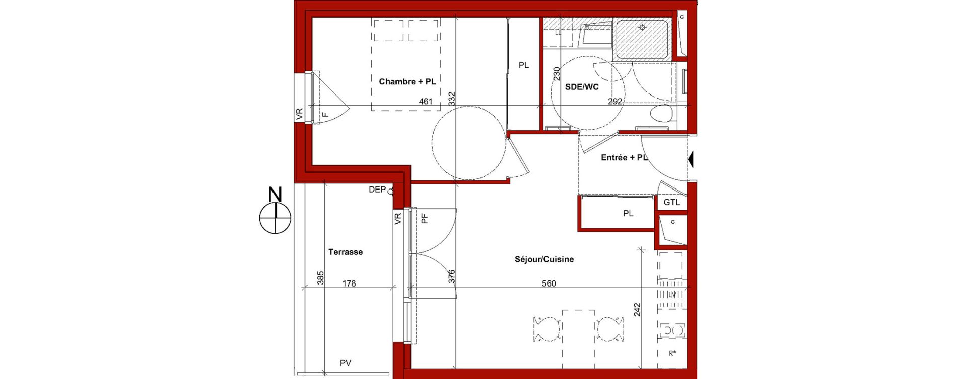 Appartement T2 de 44,29 m2 &agrave; Thorign&eacute;-Fouillard Centre