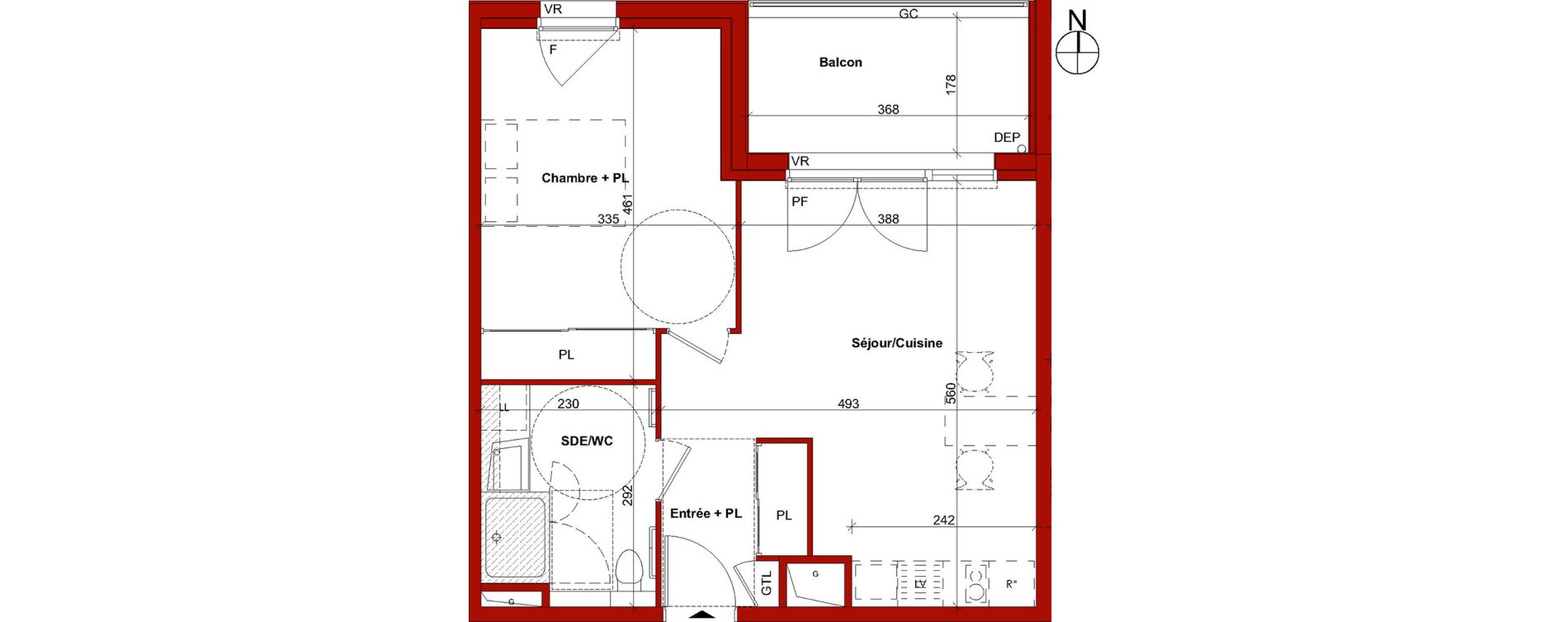 Appartement T2 de 45,31 m2 &agrave; Thorign&eacute;-Fouillard Centre