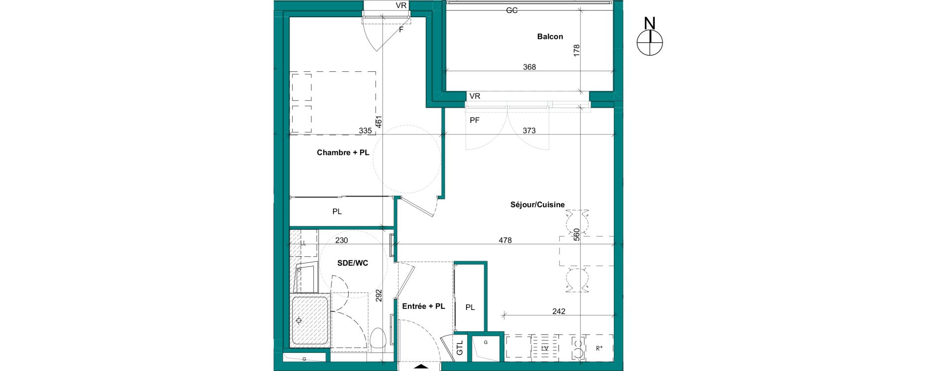 Appartement T2 de 44,29 m2 &agrave; Thorign&eacute;-Fouillard Centre