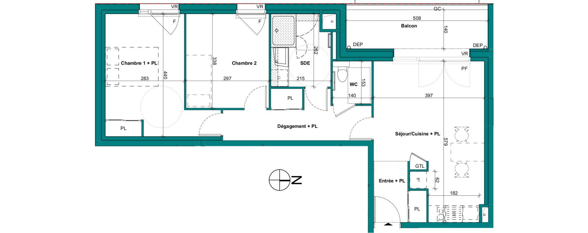 Appartement T3 de 61,37 m2 &agrave; Thorign&eacute;-Fouillard Centre