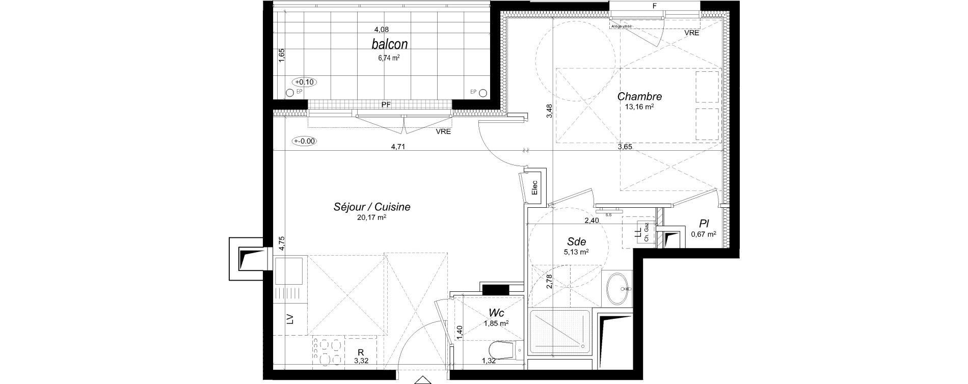 Appartement T2 de 40,98 m2 &agrave; Thorign&eacute;-Fouillard Centre