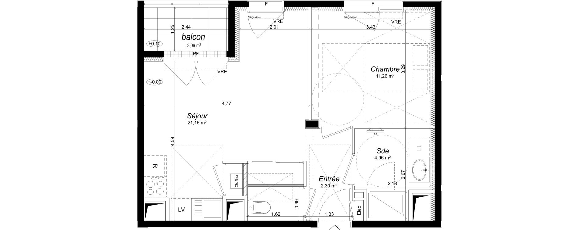 Appartement T2 de 42,72 m2 &agrave; Thorign&eacute;-Fouillard Centre