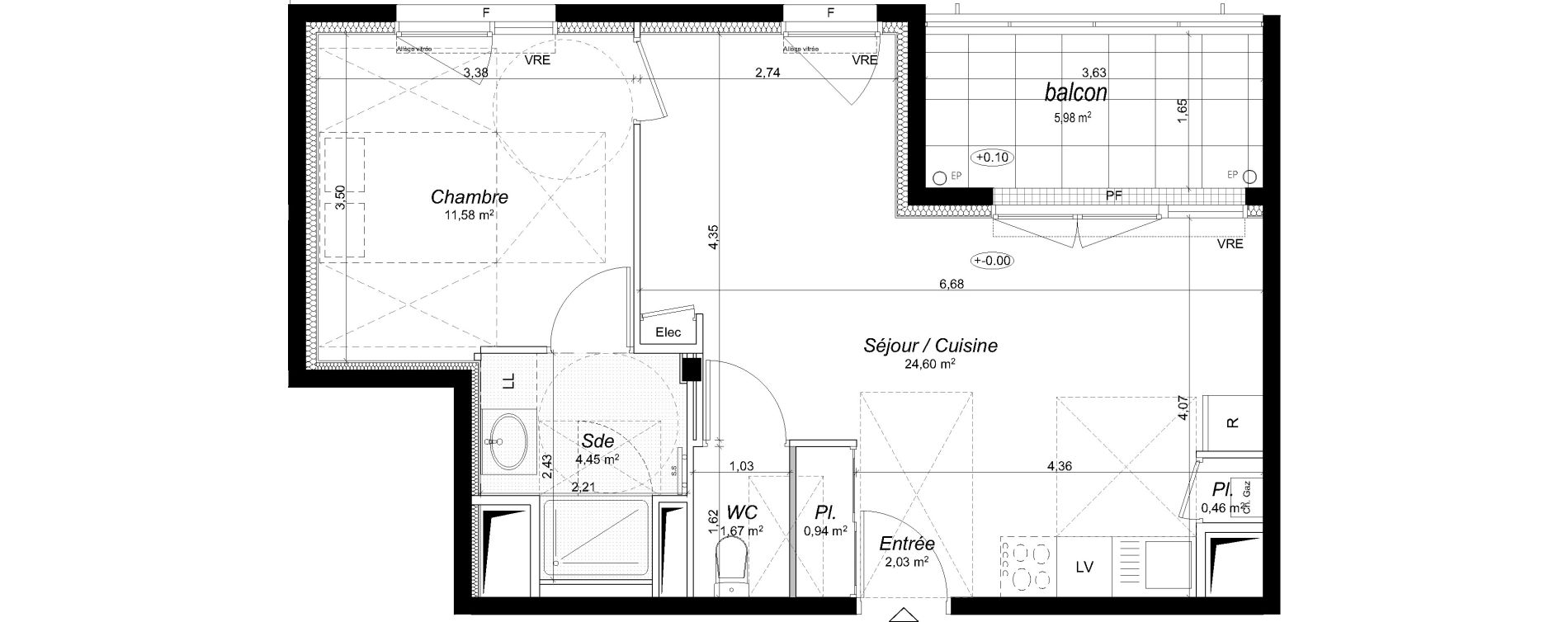 Appartement T2 de 45,73 m2 &agrave; Thorign&eacute;-Fouillard Centre