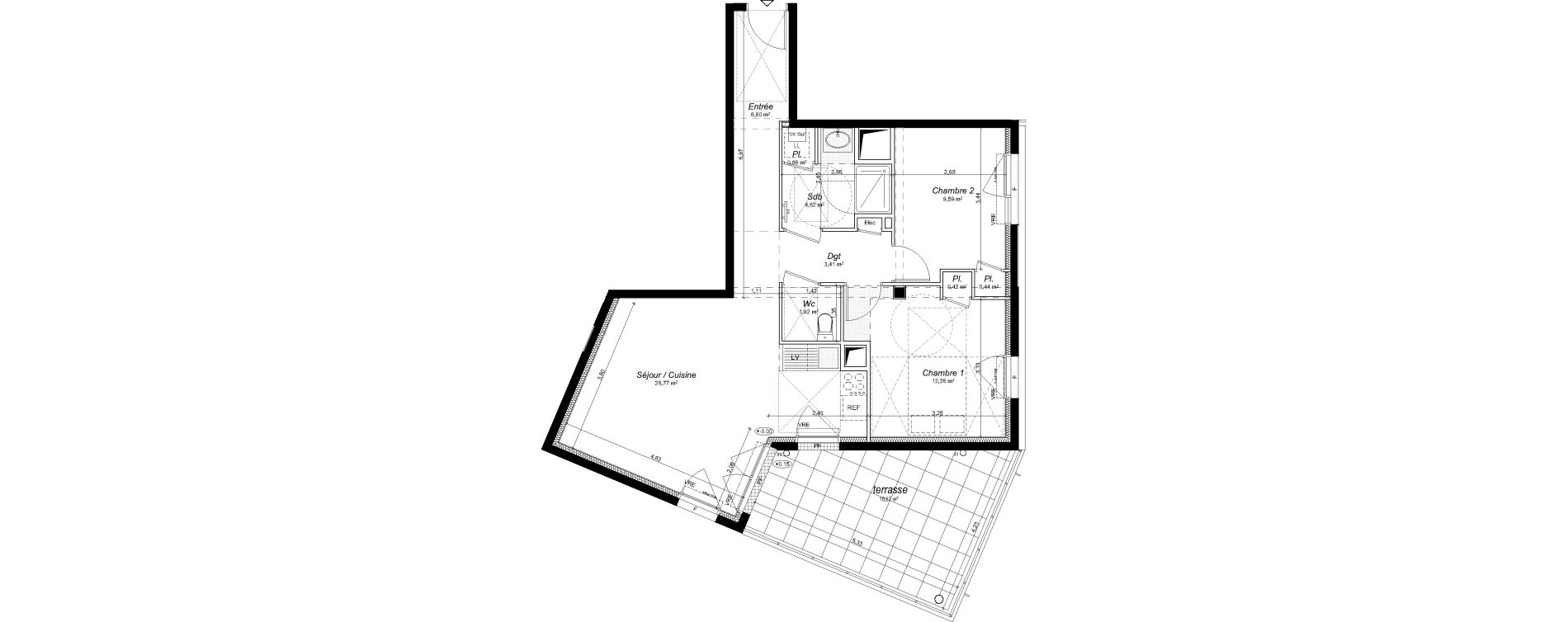 Appartement T3 de 66,69 m2 &agrave; Thorign&eacute;-Fouillard Centre