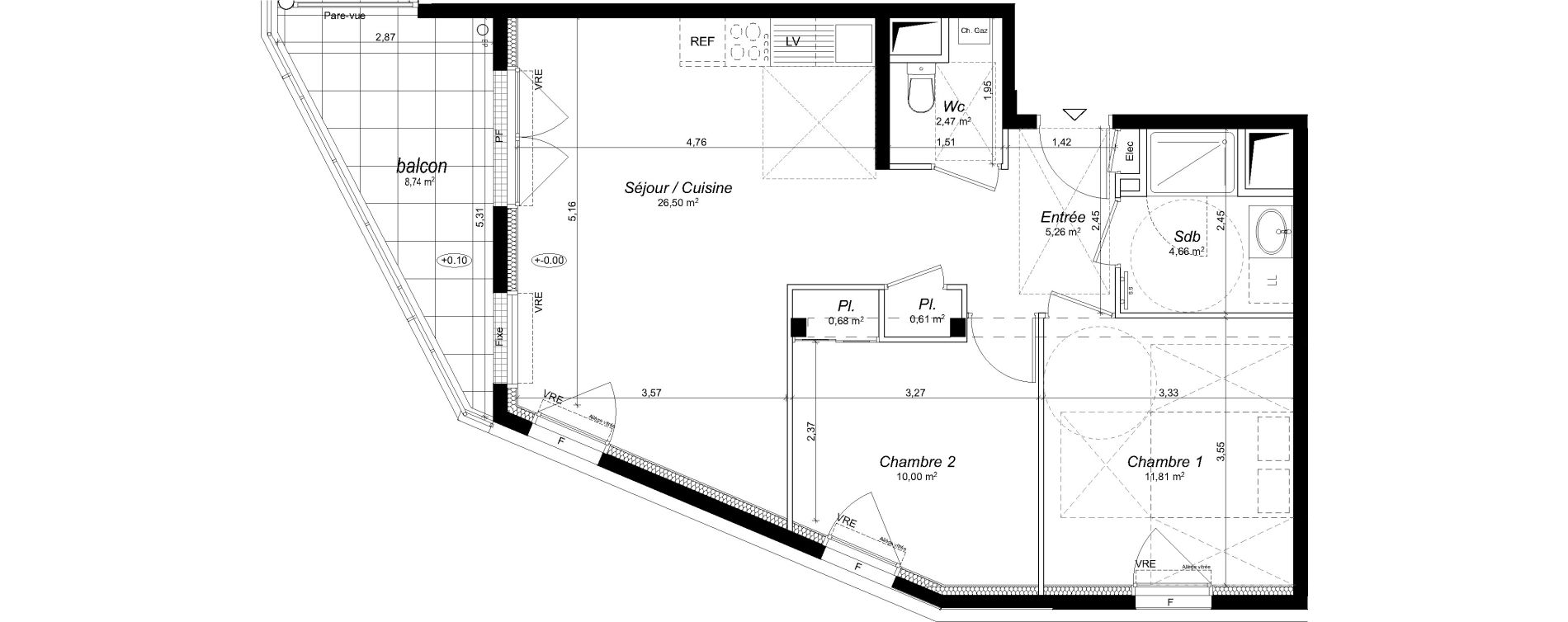Appartement T3 de 61,99 m2 &agrave; Thorign&eacute;-Fouillard Centre