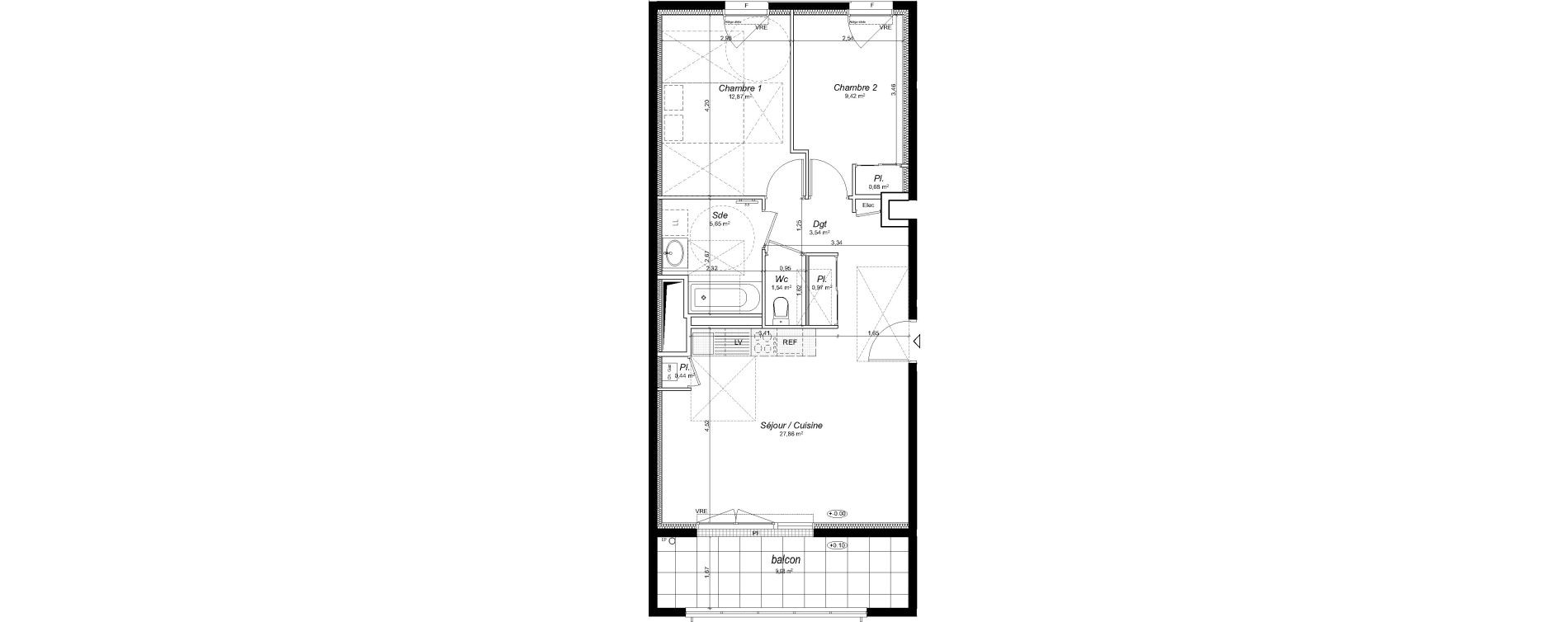Appartement T3 de 62,97 m2 &agrave; Thorign&eacute;-Fouillard Centre