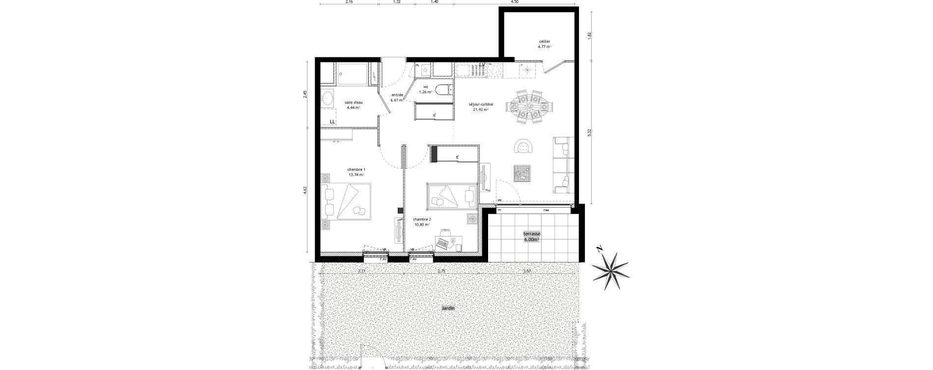 Appartement T3 de 63,54 m2 &agrave; Vezin-Le-Coquet Centre