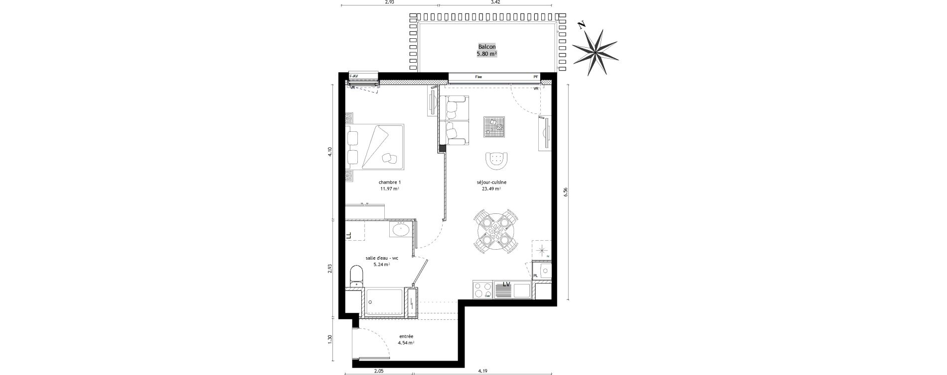 Appartement T2 de 45,24 m2 &agrave; Vezin-Le-Coquet Centre