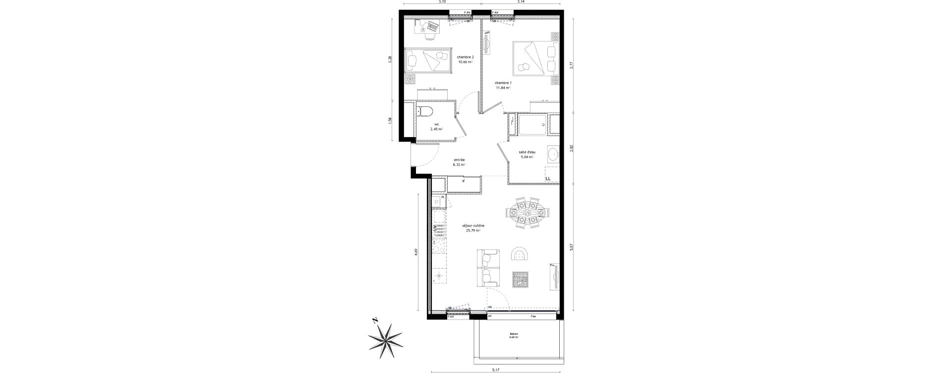 Appartement T3 de 64,10 m2 &agrave; Vezin-Le-Coquet Centre