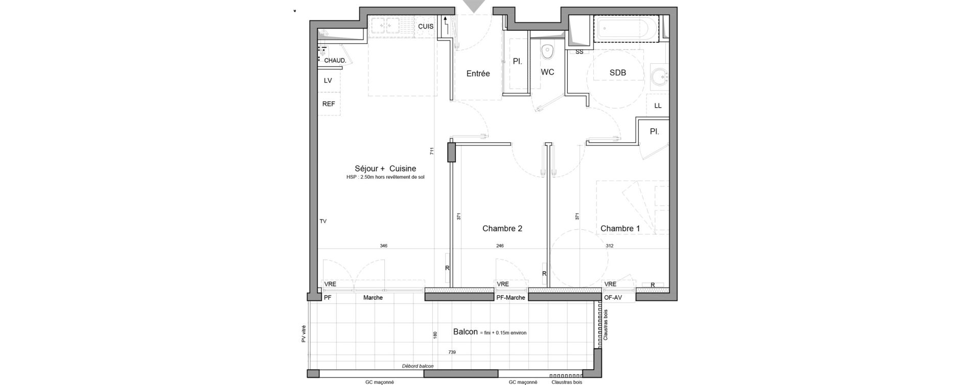 Appartement T3 de 60,64 m2 &agrave; Vezin-Le-Coquet Centre