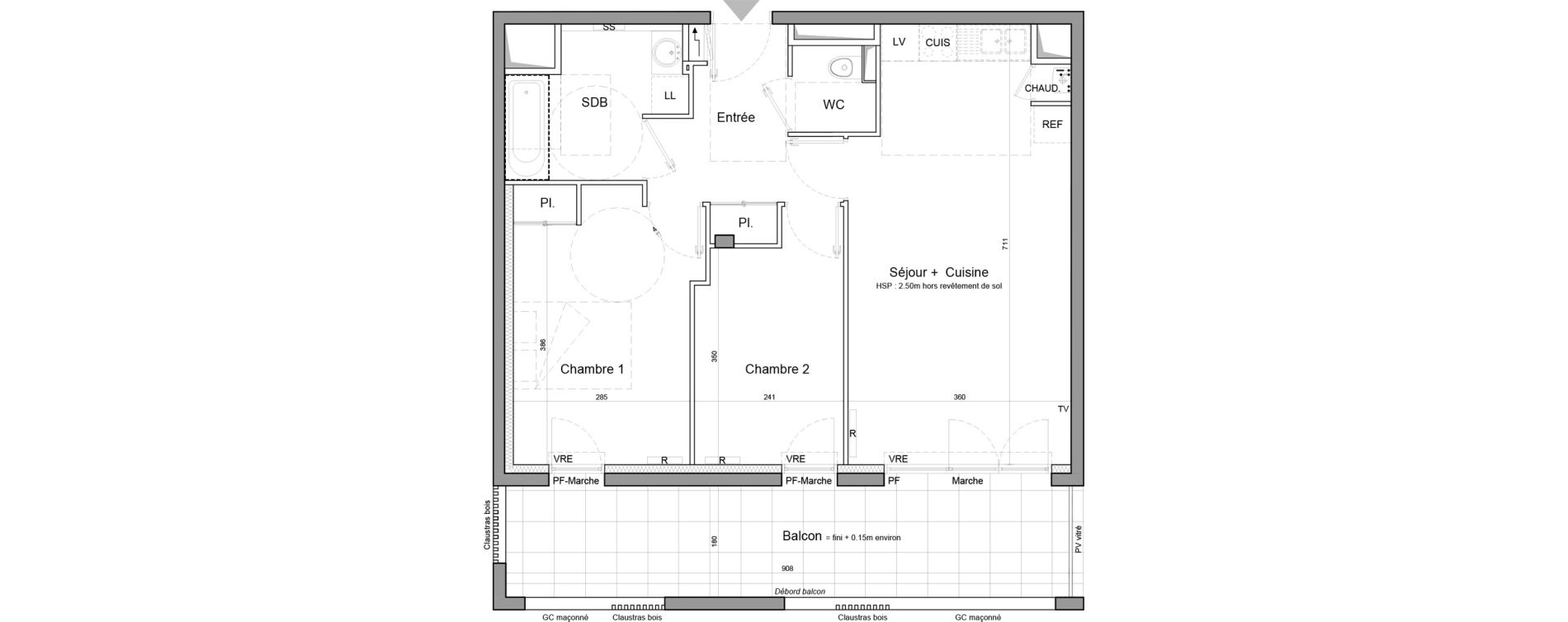 Appartement T3 de 60,46 m2 &agrave; Vezin-Le-Coquet Centre