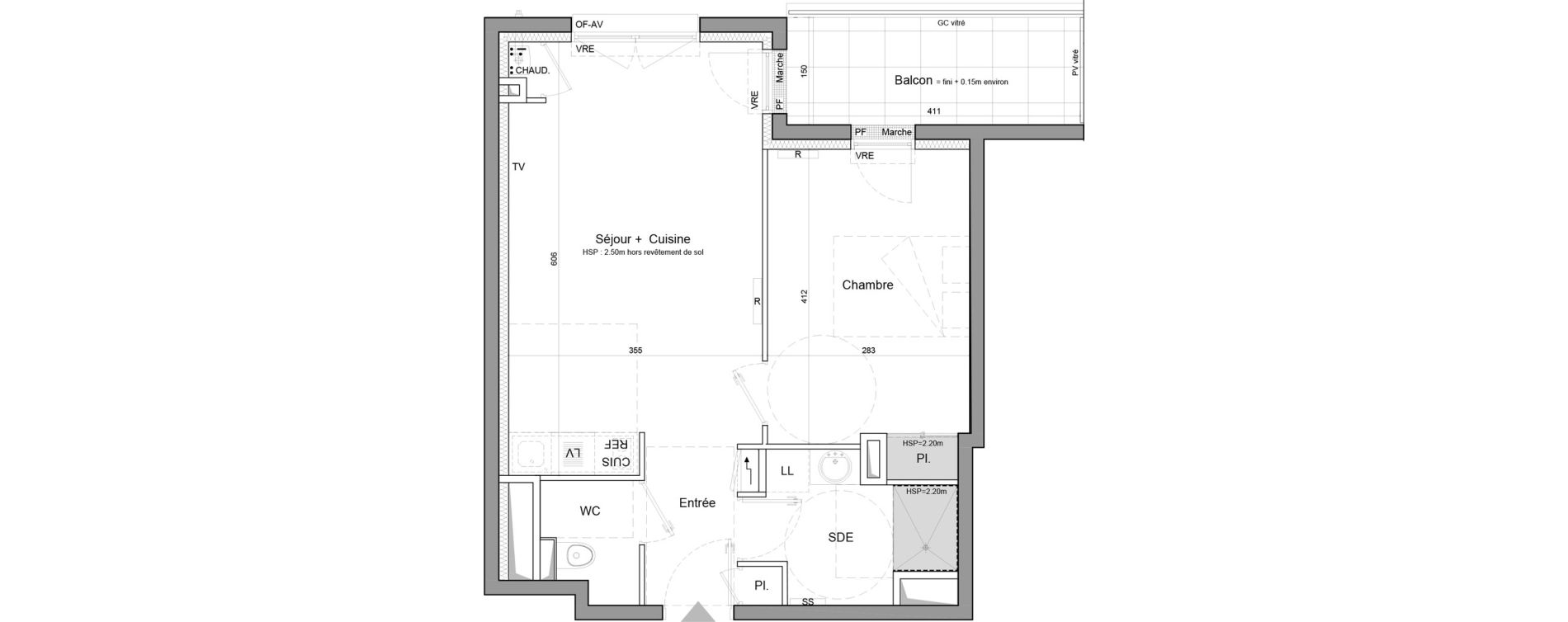 Appartement T2 de 42,92 m2 &agrave; Vezin-Le-Coquet Centre
