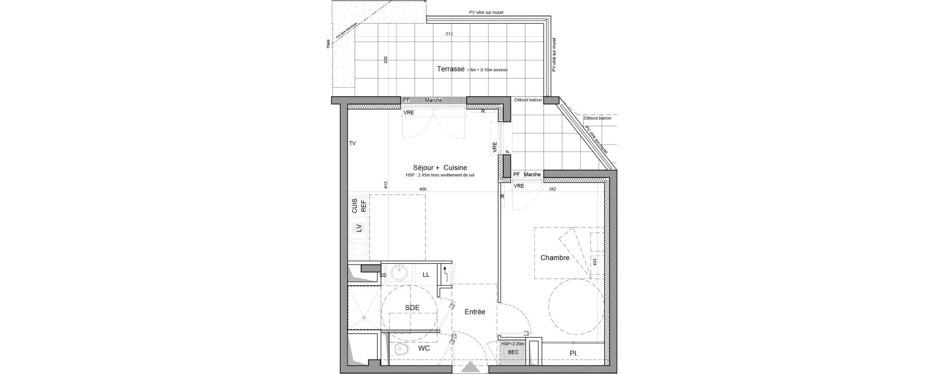 Appartement T2 de 40,02 m2 &agrave; Vezin-Le-Coquet Centre