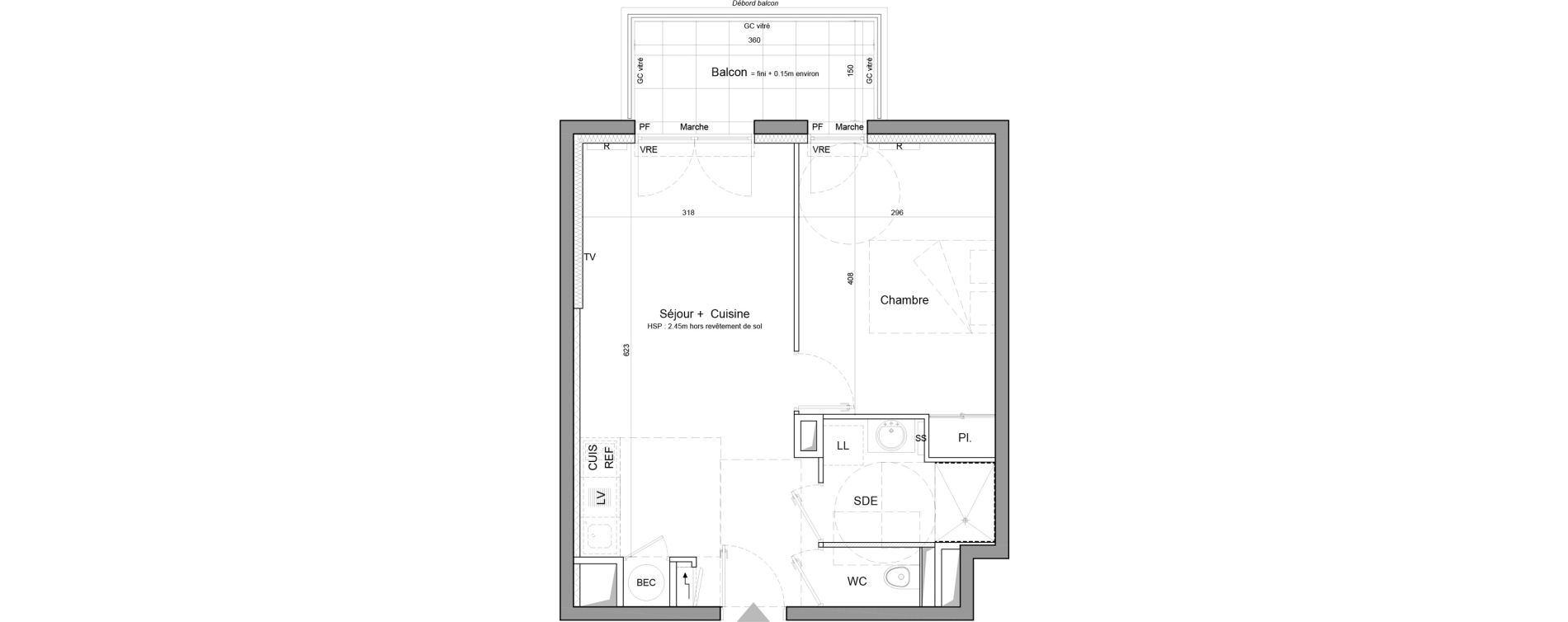 Appartement T2 de 40,70 m2 &agrave; Vezin-Le-Coquet Centre