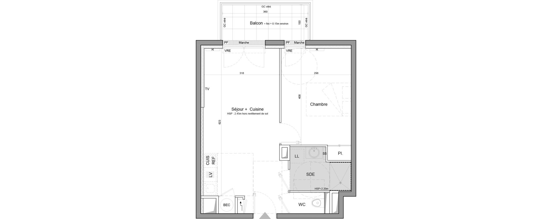 Appartement T2 de 40,70 m2 &agrave; Vezin-Le-Coquet Centre