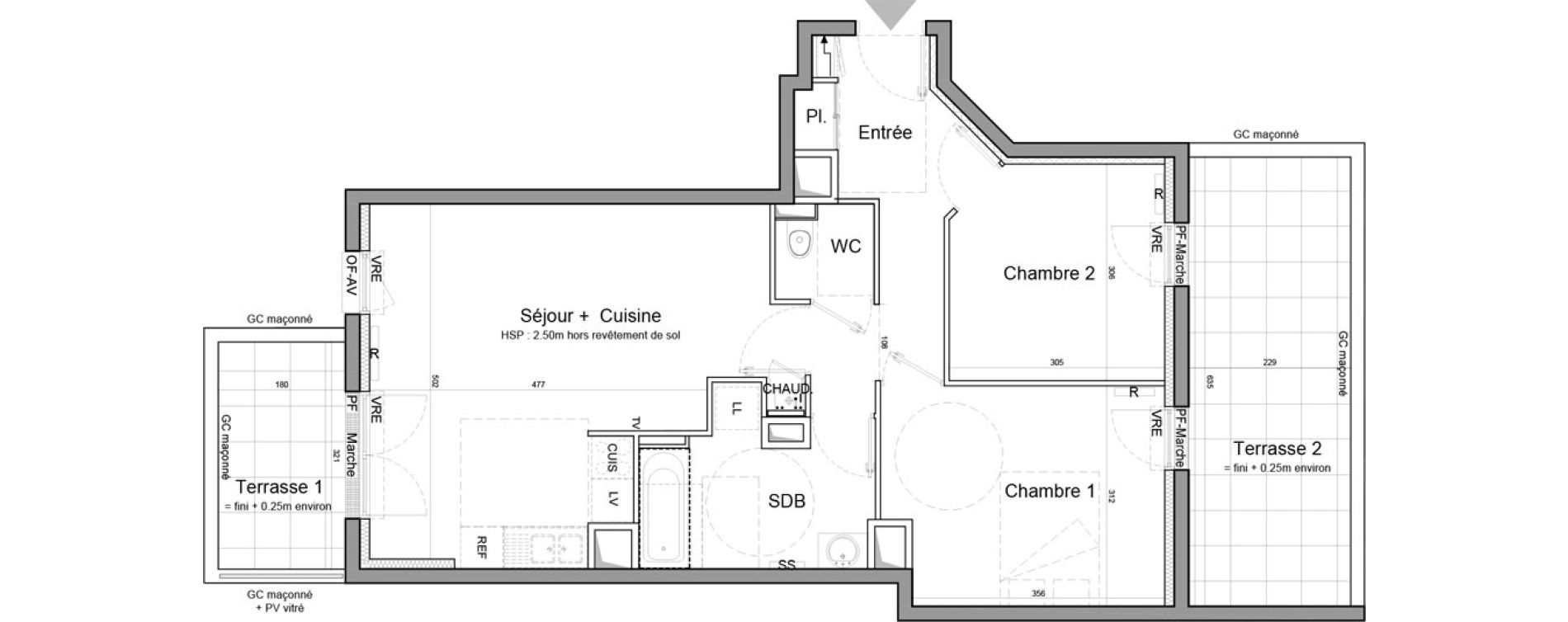 Appartement T3 de 62,80 m2 &agrave; Vezin-Le-Coquet Centre