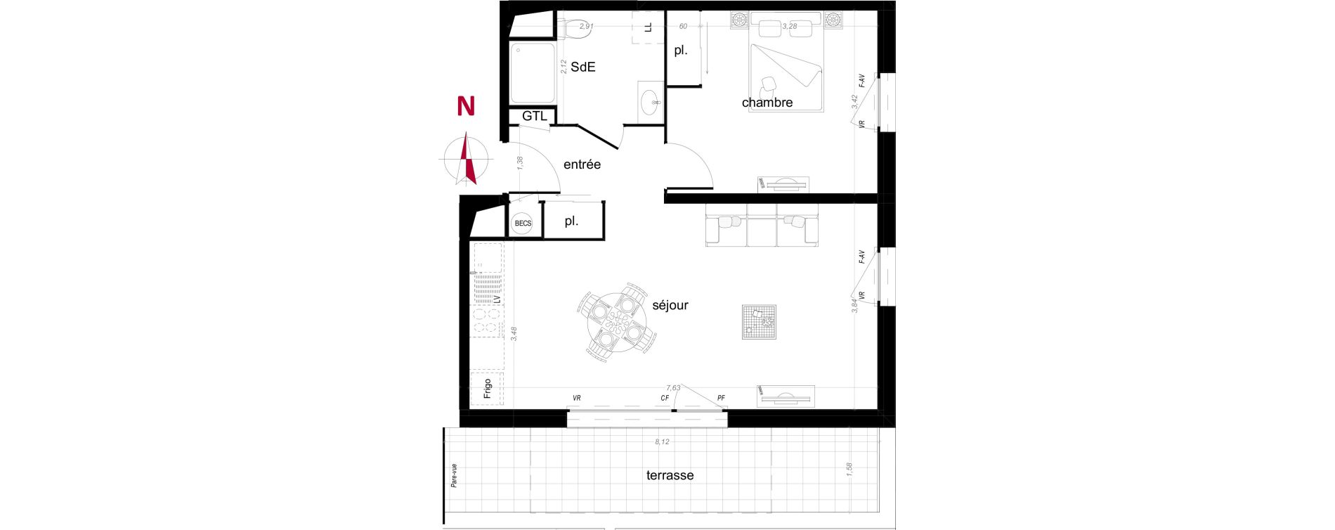 Appartement T2 de 51,47 m2 &agrave; Vezin-Le-Coquet Centre