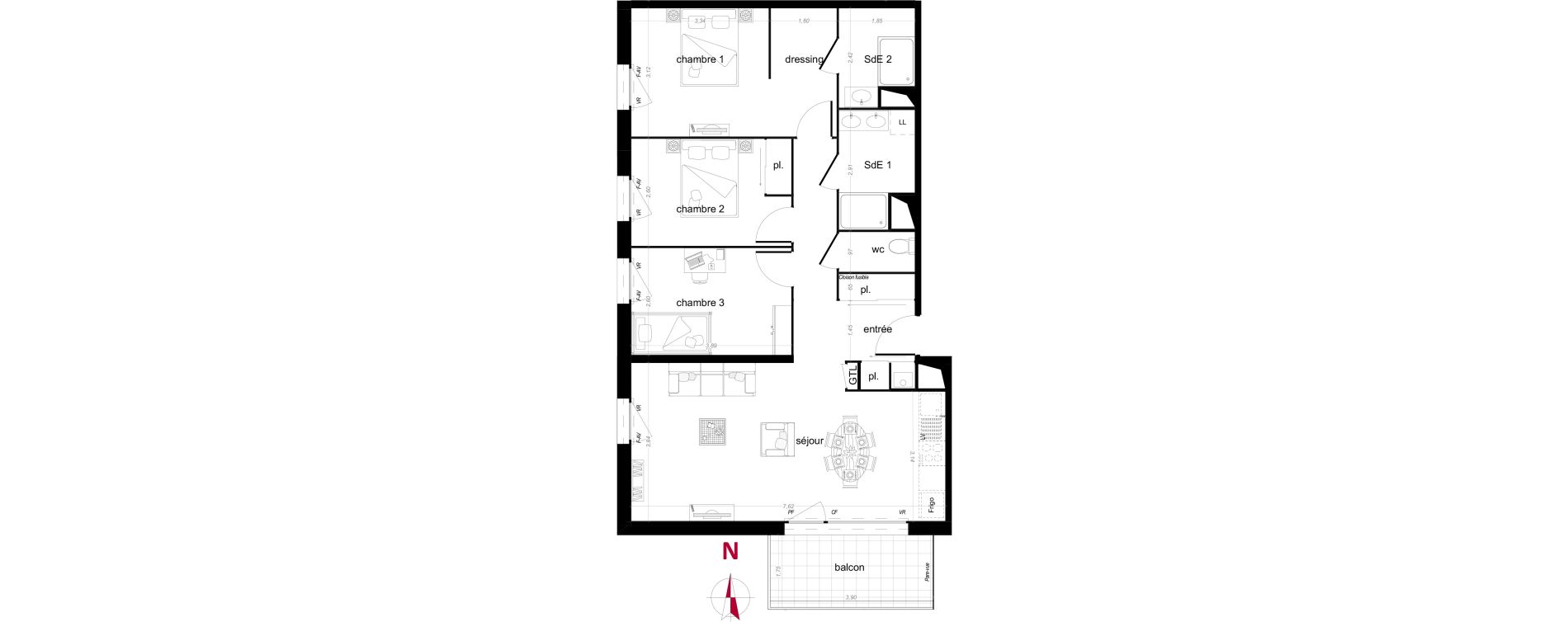Appartement T4 de 84,31 m2 &agrave; Vezin-Le-Coquet Centre