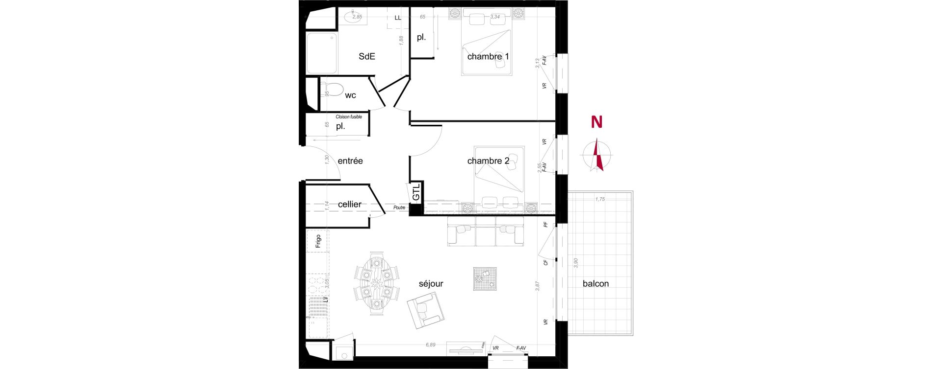 Appartement T3 de 63,67 m2 &agrave; Vezin-Le-Coquet Centre