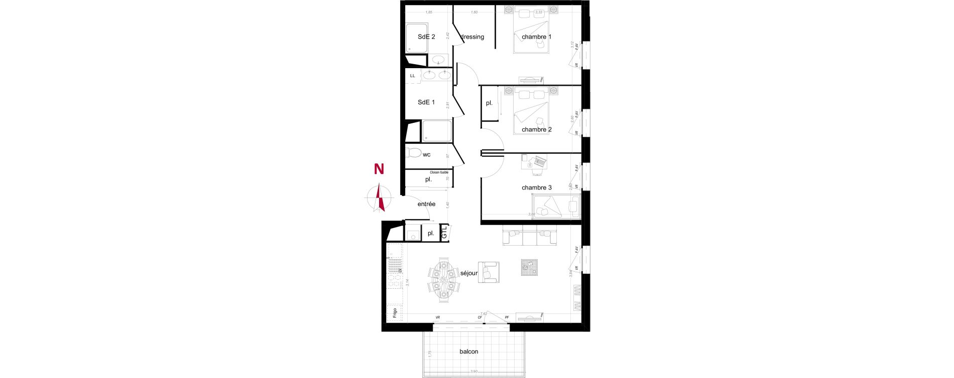 Appartement T4 de 84,29 m2 &agrave; Vezin-Le-Coquet Centre