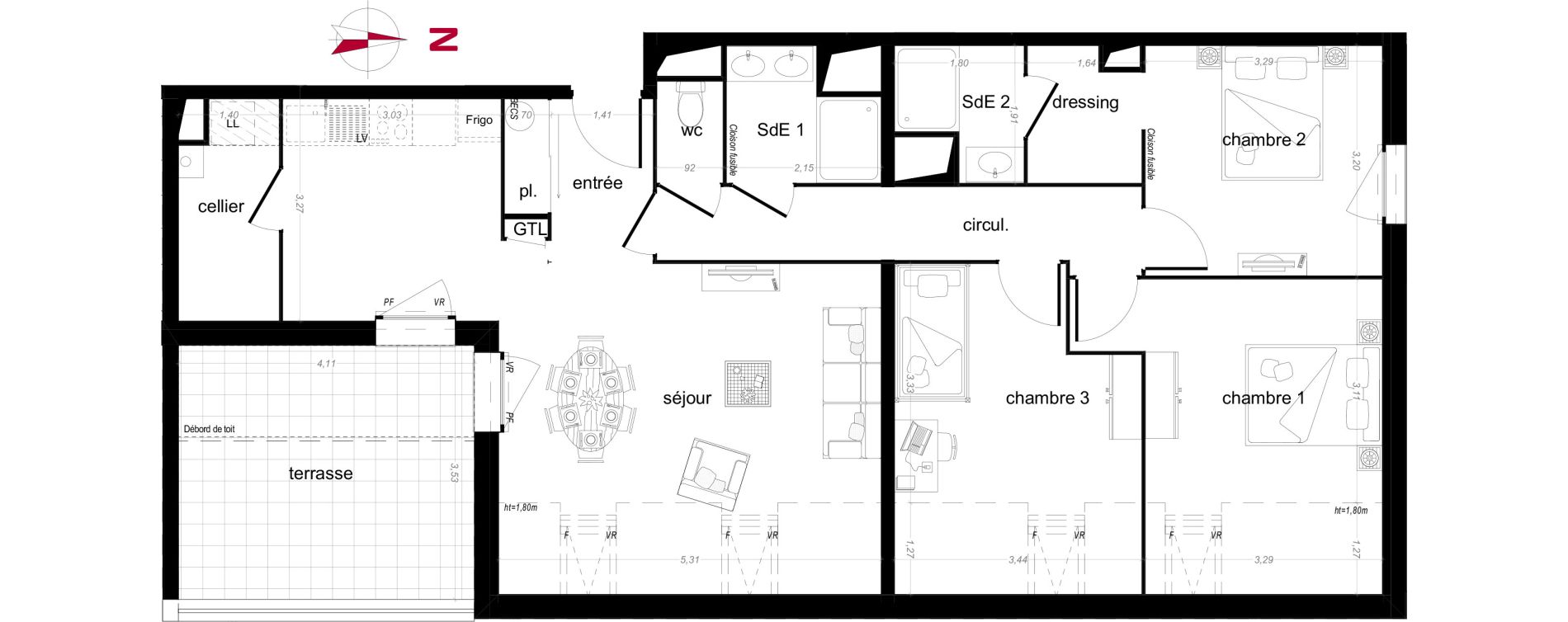 Appartement T4 de 86,26 m2 &agrave; Vezin-Le-Coquet Centre
