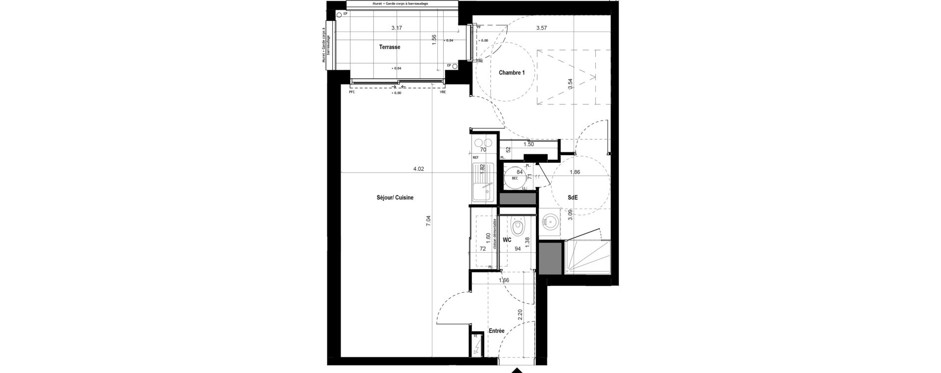 Appartement T2 de 48,61 m2 &agrave; Vitr&eacute; Centre
