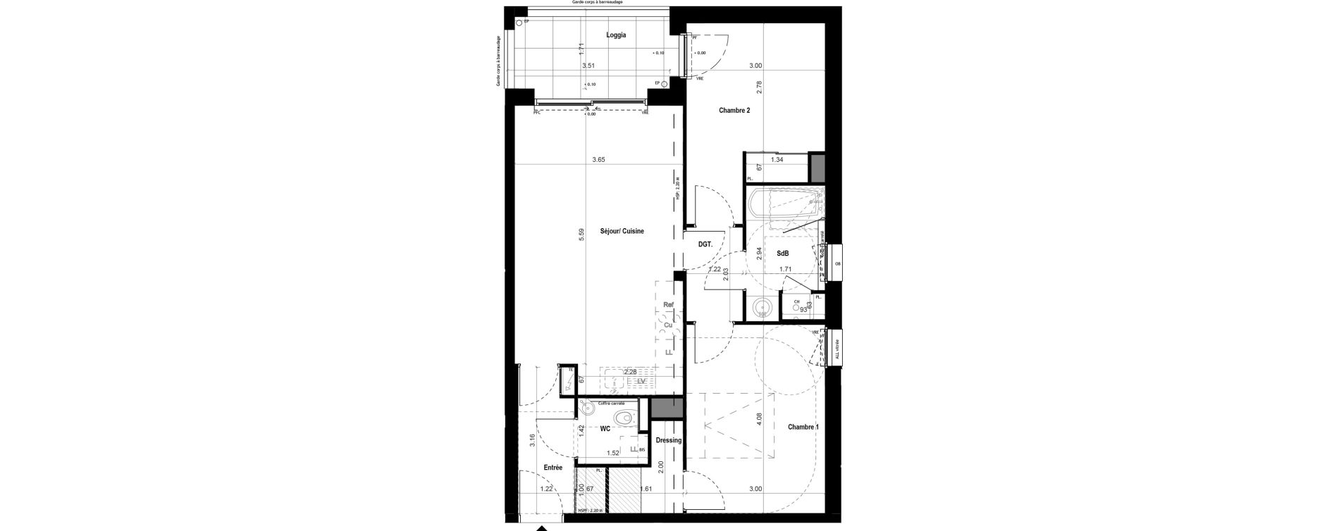 Appartement T3 de 61,31 m2 &agrave; Vitr&eacute; Centre