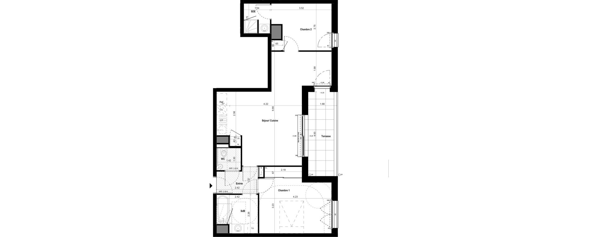 Appartement T3 de 63,73 m2 &agrave; Vitr&eacute; Centre