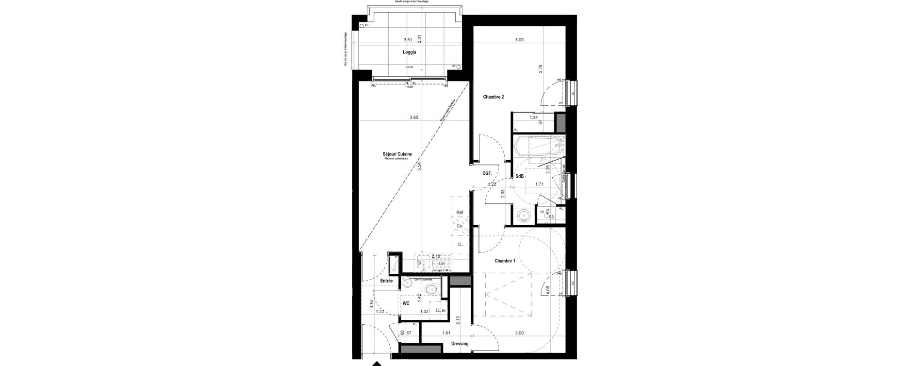 Appartement T3 de 60,47 m2 &agrave; Vitr&eacute; Centre