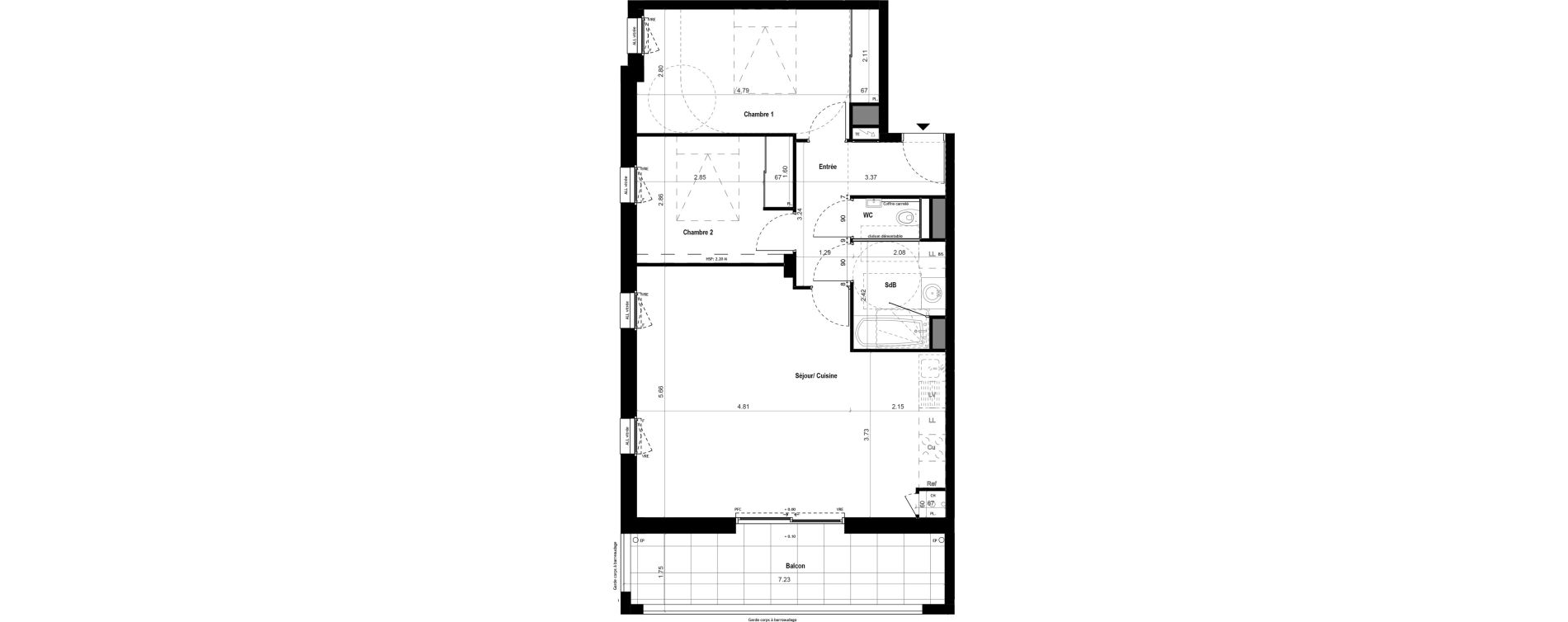 Appartement T3 de 71,83 m2 &agrave; Vitr&eacute; Centre