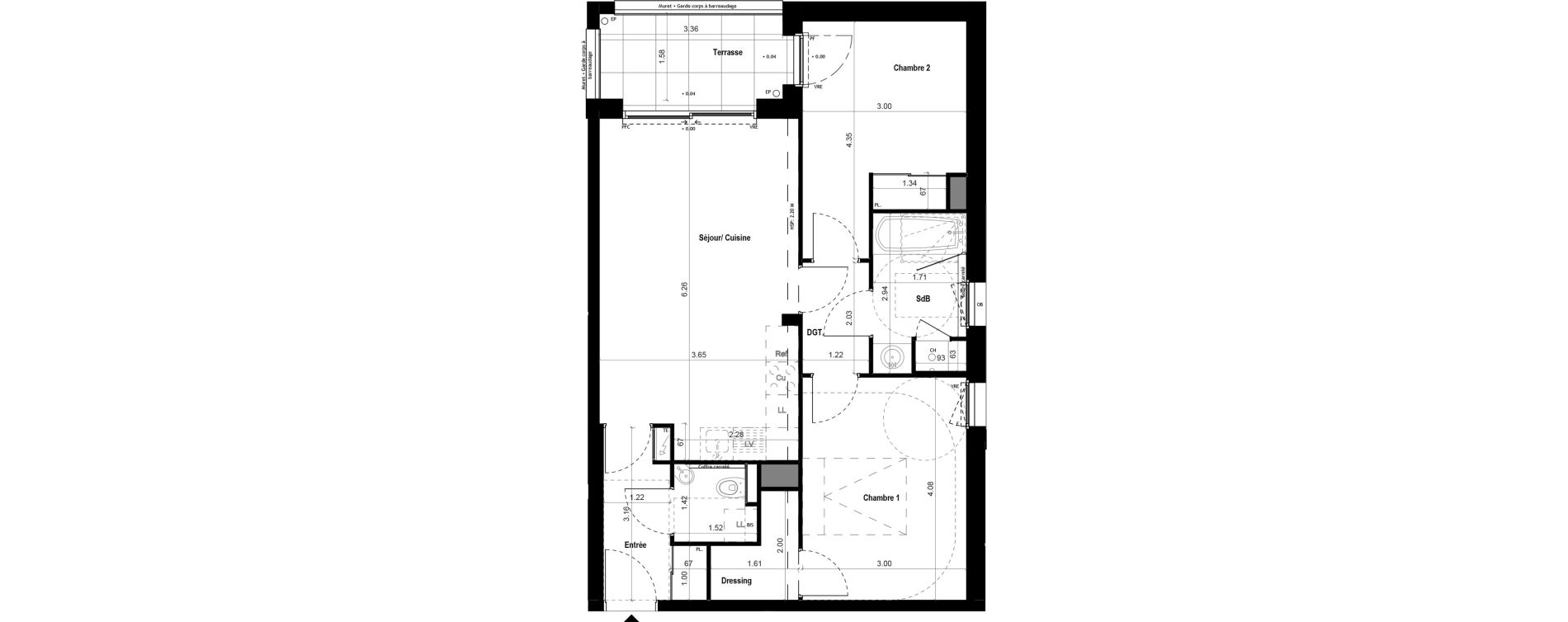 Appartement T3 de 61,29 m2 &agrave; Vitr&eacute; Centre
