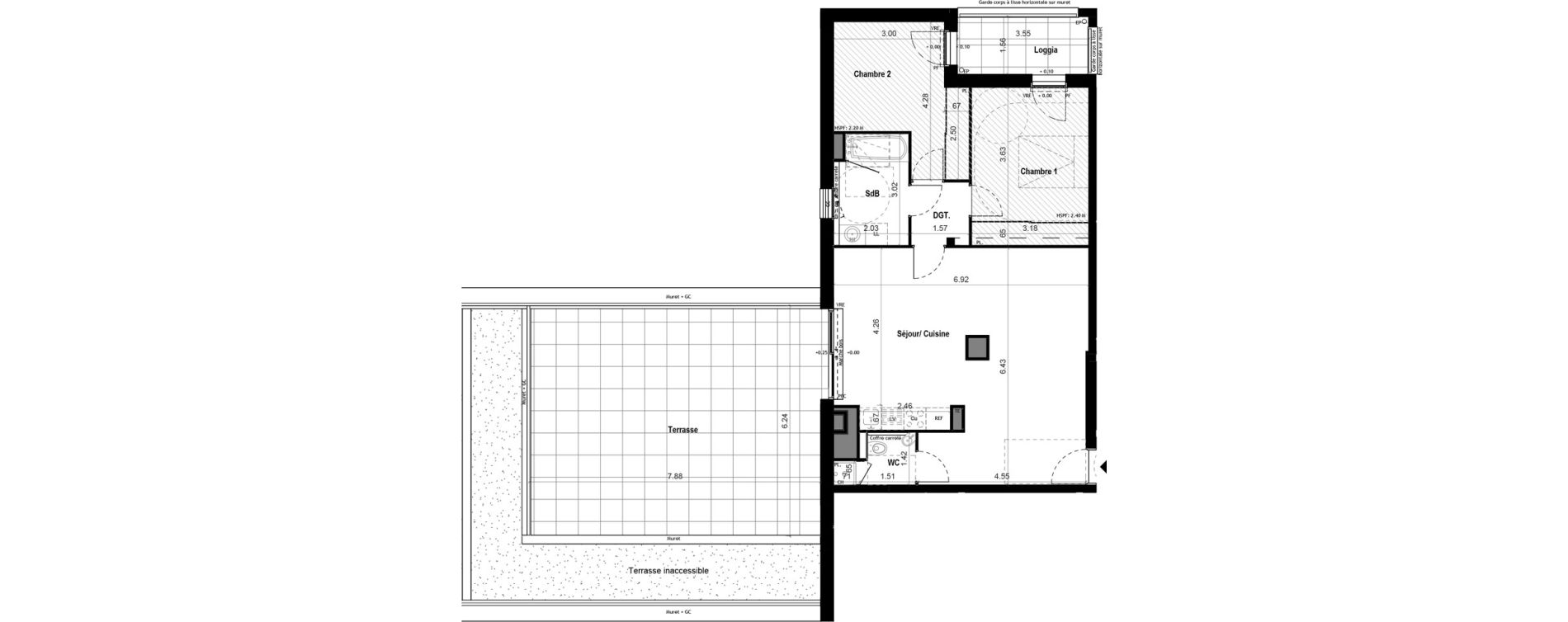 Appartement T3 de 75,84 m2 &agrave; Vitr&eacute; Centre