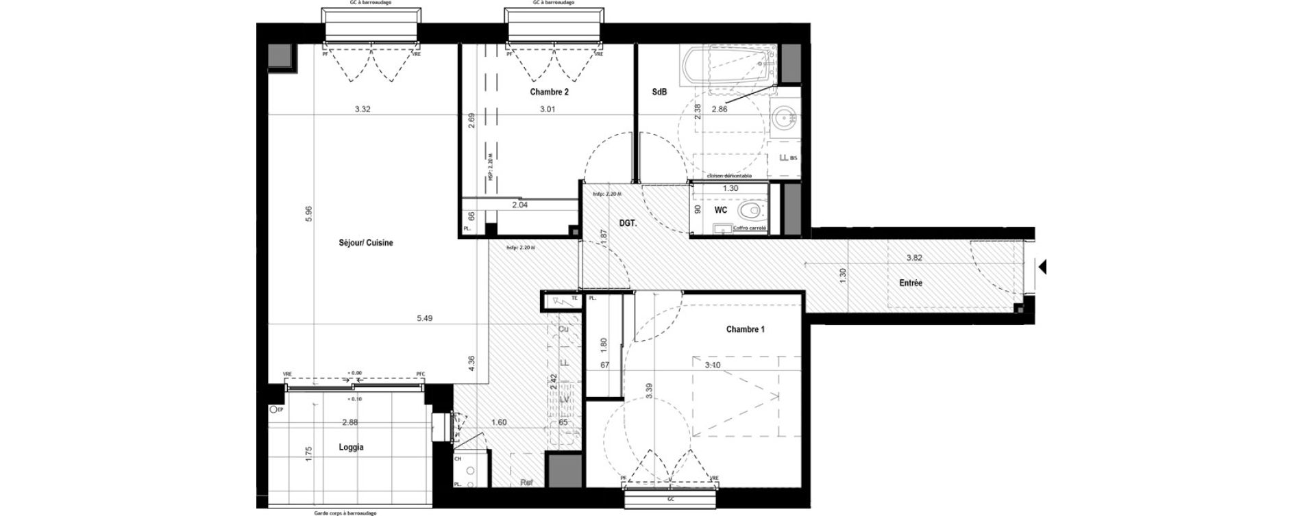 Appartement T3 de 68,09 m2 &agrave; Vitr&eacute; Centre