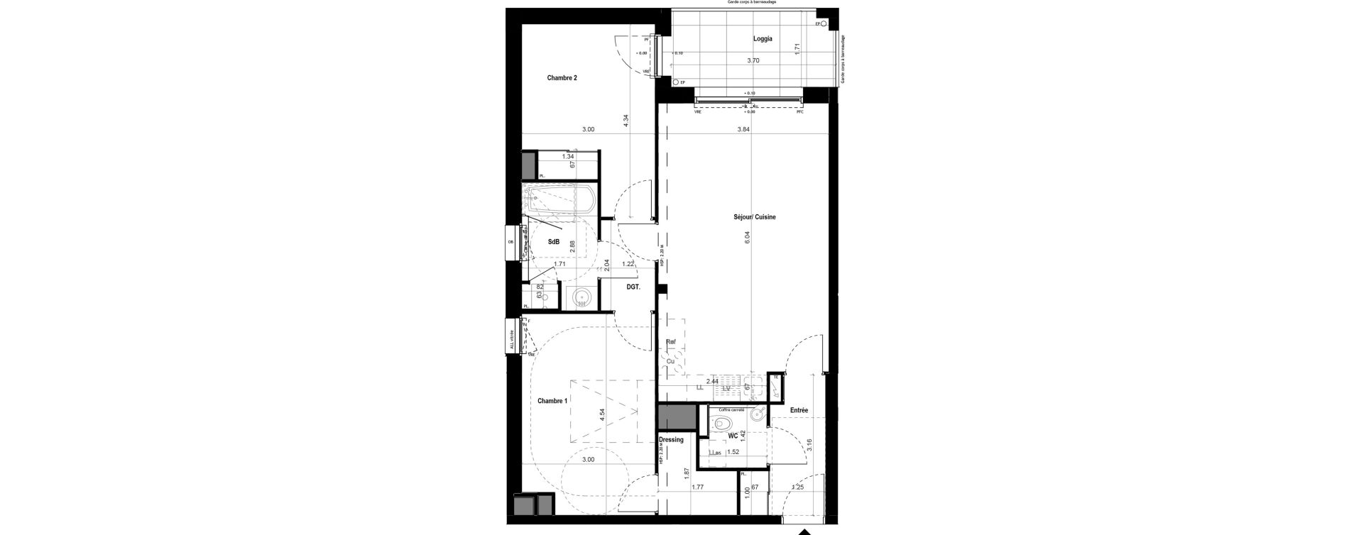 Appartement T3 de 65,55 m2 &agrave; Vitr&eacute; Centre